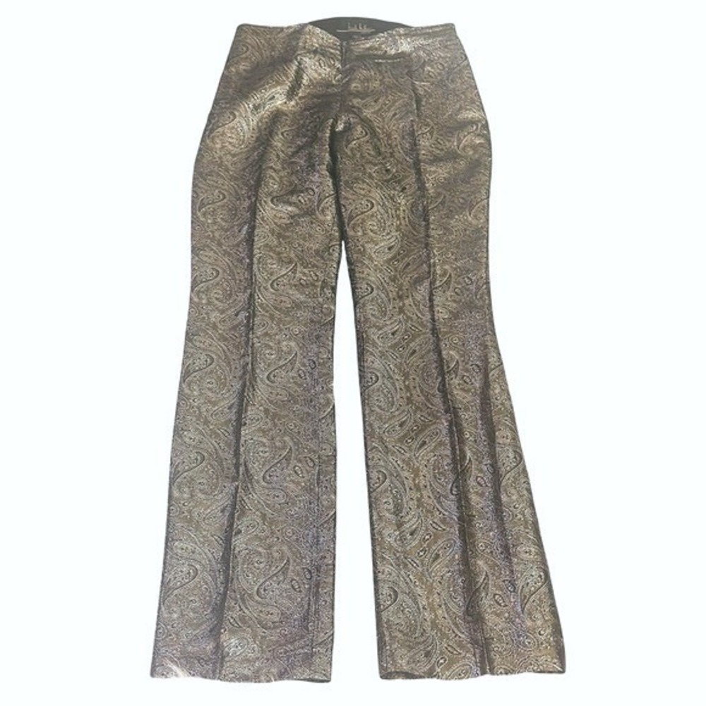 Vintage Nicole Miller Metallic Paisley Lame Size 8 Gold Bronze Silver